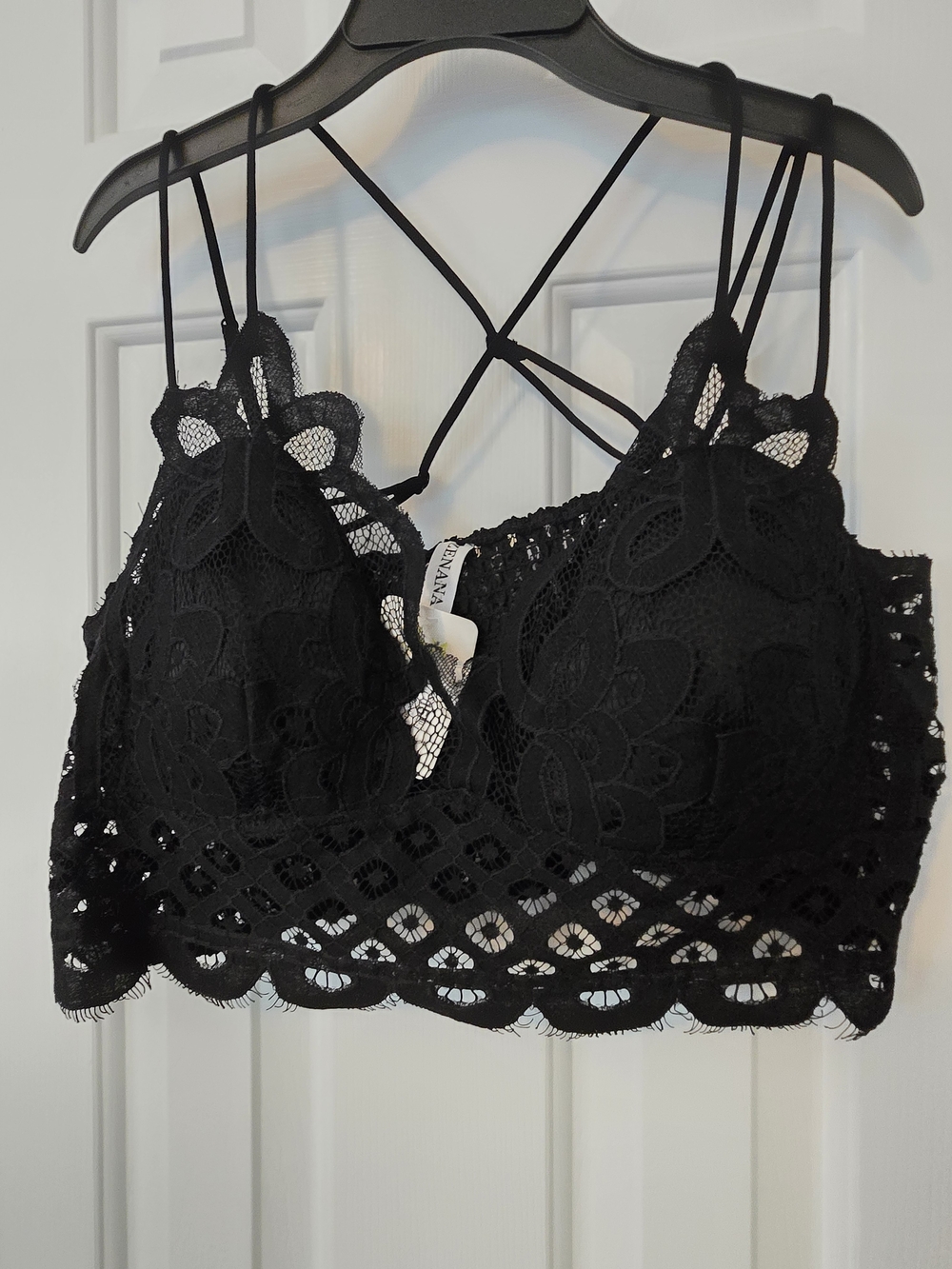 Zenana Outfitters Black Floral Lace Bralette Strappy Adjustable Back Size 3x